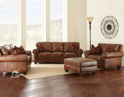 Silverado Leather 4 Piece Set(Sofa, Loveseat, Chair & Ottoman) | Living ... regarding Caring for Your Ian Saddle Brown Leather Living Room Set A Comprehensive Guide